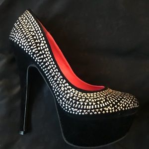 Black studded platform heels